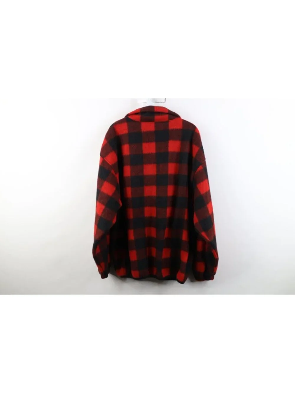 Vintage 90s Streetwear Mens Medium Faded Buffalo Plaid Fleece 1/4 Zip Sweater